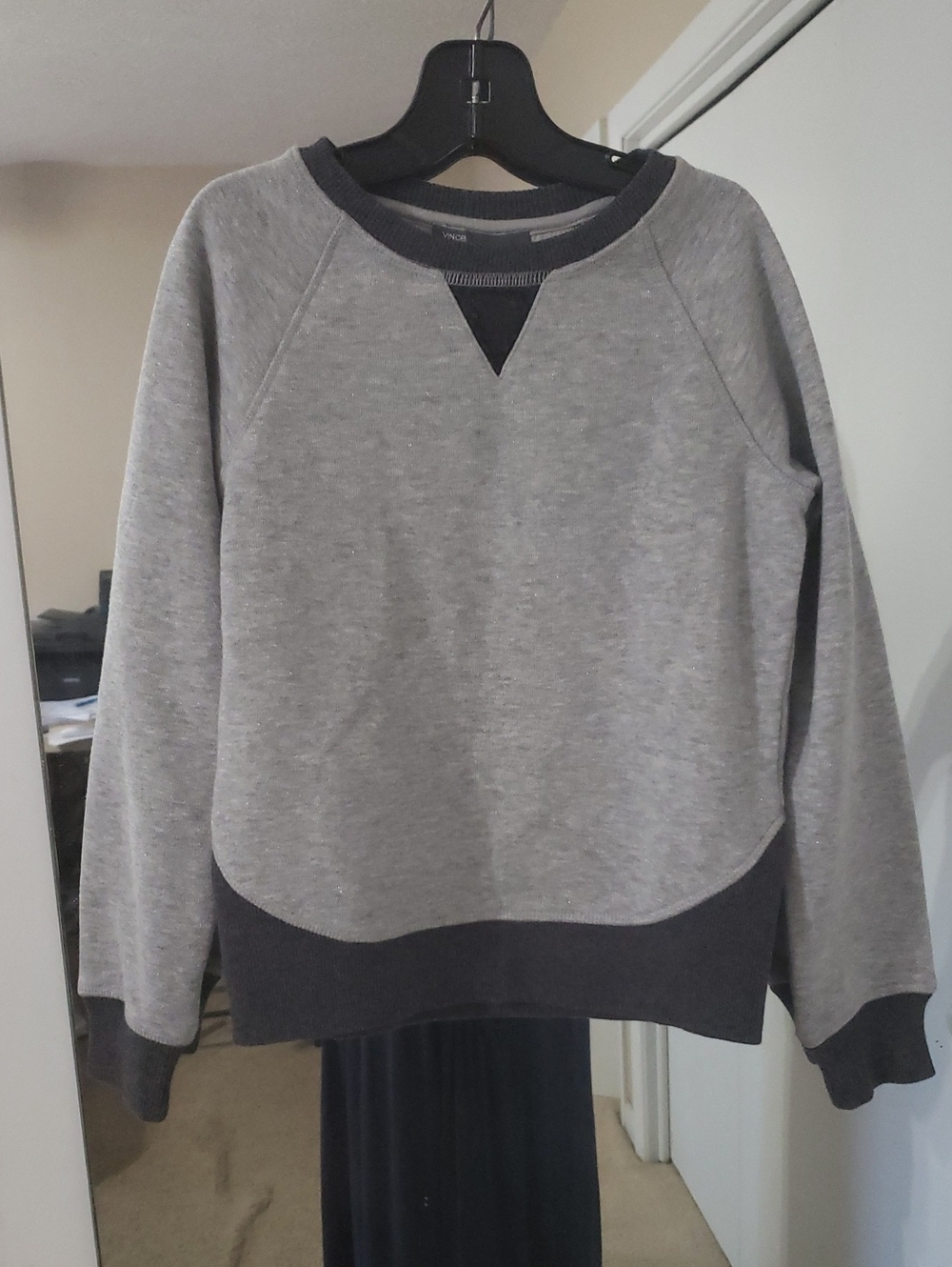 Vince Two-Tone Gray Crewneck Sweatshirt